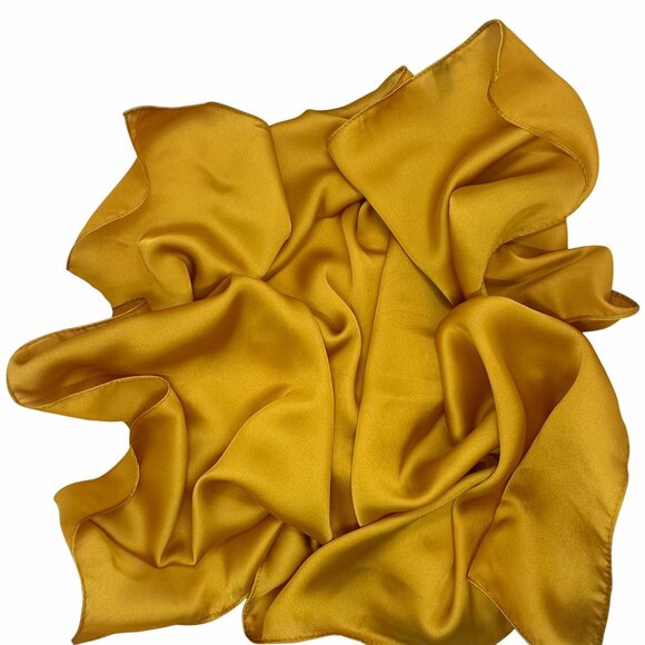 ✨Bandana Silky Soft Square Scarf Mustard Yellow Hiyab Neckerchief Shawl headband - Picture 4 of 5